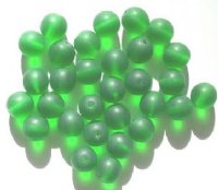 25 10mm Transparent Matte Green Round Glass Beads